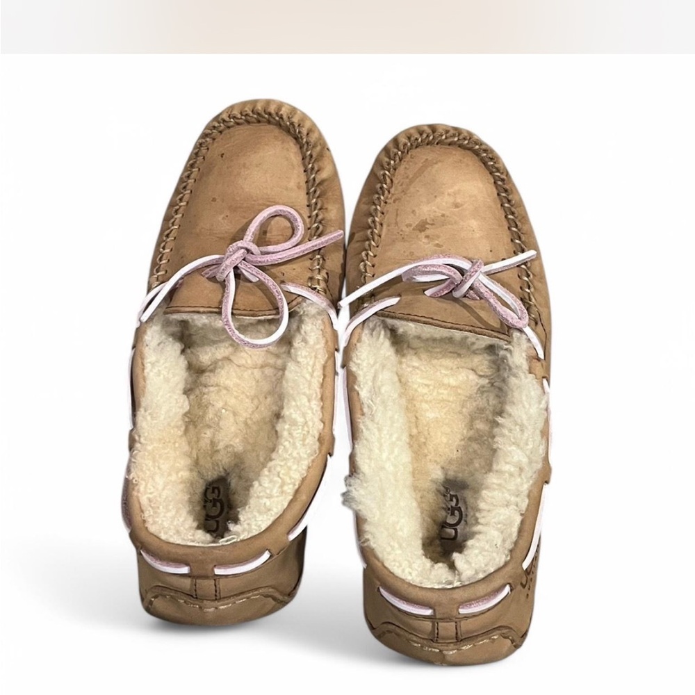 UGG Tan Moccasin Slippers with Shearling Lining